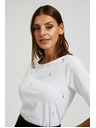 Moodo Бяла базова тениска с тричетвъртови ръкави