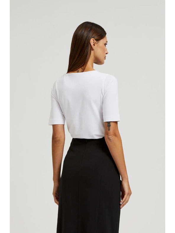 Moodo Бяла базова тениска с тричетвъртови ръкави