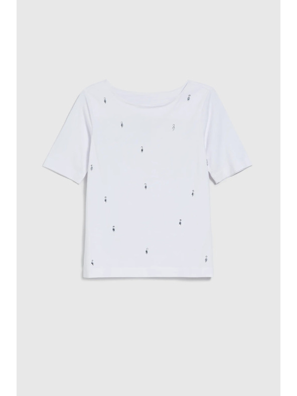 Moodo Бяла базова тениска с тричетвъртови ръкави