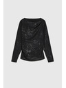 Moodo Черна блуза с набрано деколте и дълъг ръкав