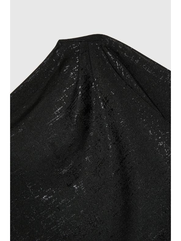 Moodo Черна блуза с набрано деколте и дълъг ръкав