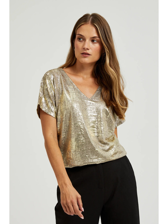 Moodo Златист топ с къс ръкав