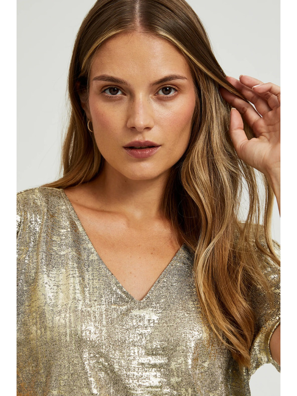 Moodo Златист топ с къс ръкав