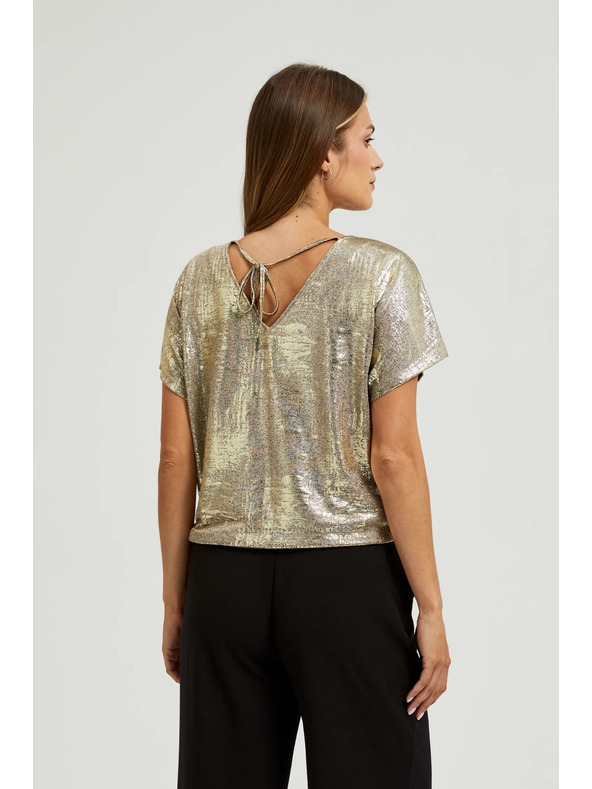 Moodo Златист топ с къс ръкав