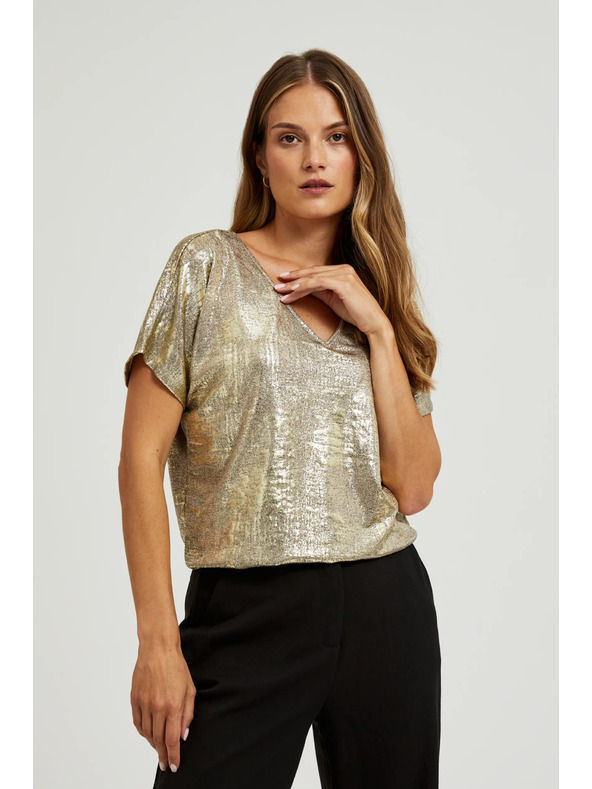 Moodo Златист топ с къс ръкав