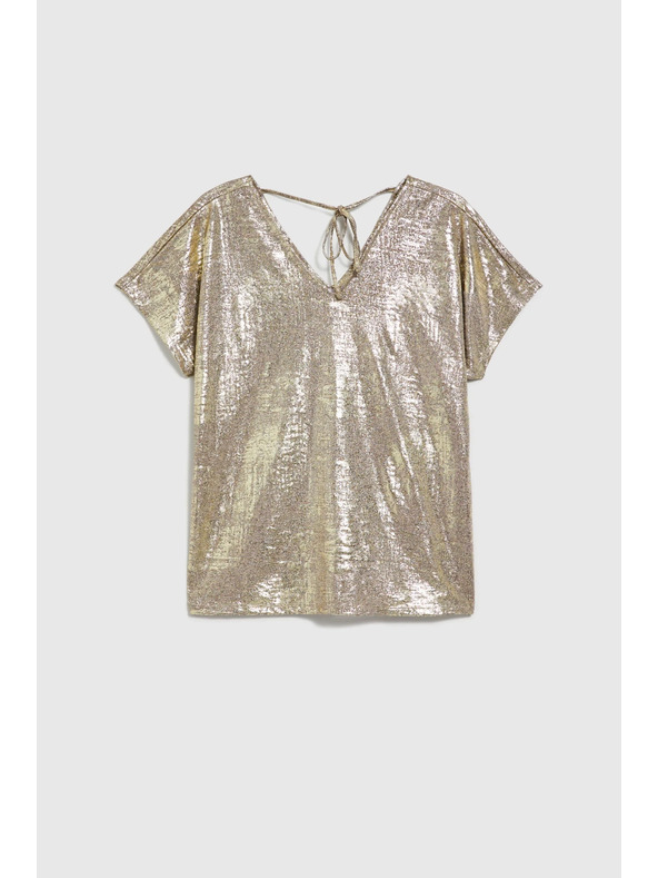 Moodo Златист топ с къс ръкав