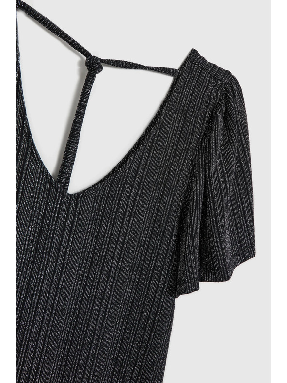 Moodo Сребрист топ с къс ръкав