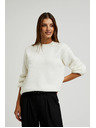 Moodo Бял пуловер с балонени ръкави