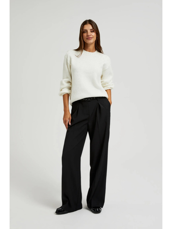 Moodo Бял пуловер с балонени ръкави