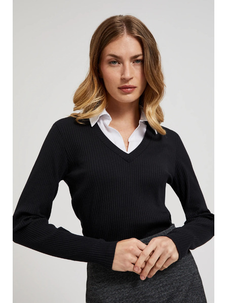 Moodo Черен дамски топ с дълъг ръкав