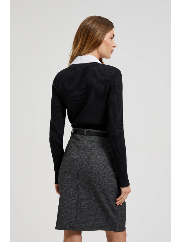 Moodo Черен дамски топ с дълъг ръкав