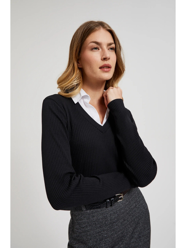 Moodo Черен дамски топ с дълъг ръкав