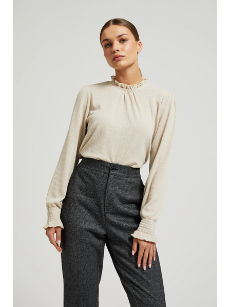 Moodo Бежов дамски топ с дълъг ръкав
