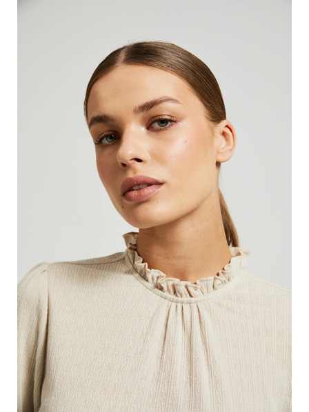 Moodo Бежов дамски топ с дълъг ръкав