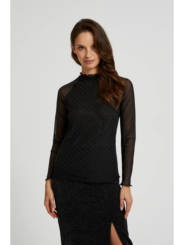 Moodo Черно поло с дълъг ръкав