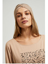Moodo Светлокафяв дамски топ с дълъг ръкав