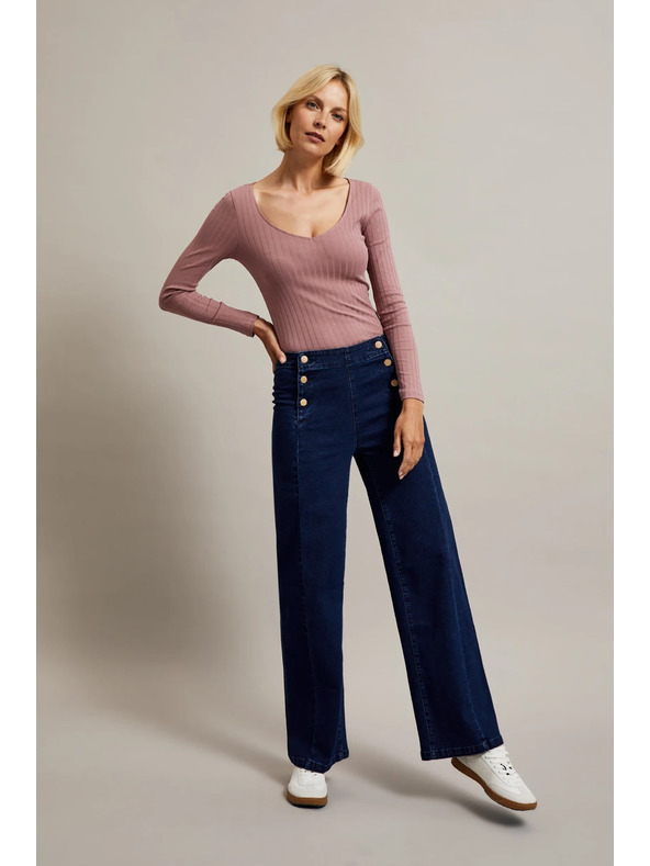 Moodo Пудрово розов дамски топ с дълъг ръкав