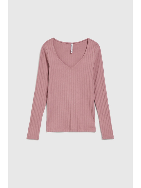 Moodo Пудрово розов дамски топ с дълъг ръкав