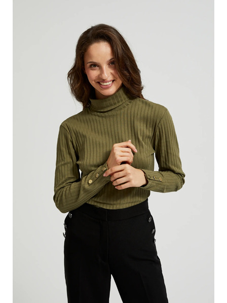 Moodo Светлооливков дамски топ с дълъг ръкав