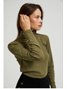 Moodo Светлооливков дамски топ с дълъг ръкав