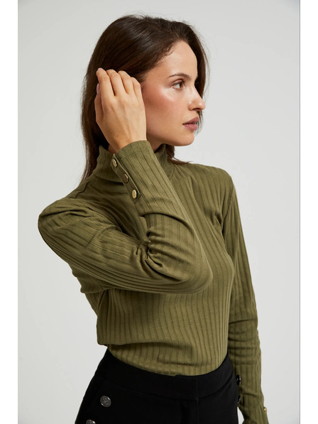 Moodo Светлооливков дамски топ с дълъг ръкав