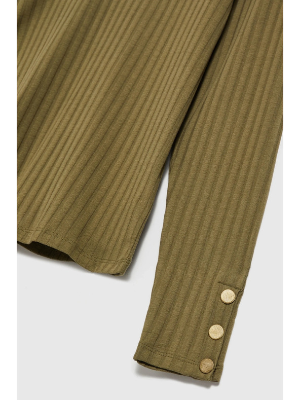 Moodo Светлооливков дамски топ с дълъг ръкав