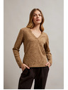 Moodo Бежов дамски топ с дълъг ръкав