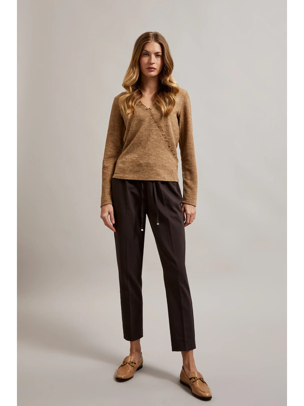 Moodo Бежов дамски топ с дълъг ръкав