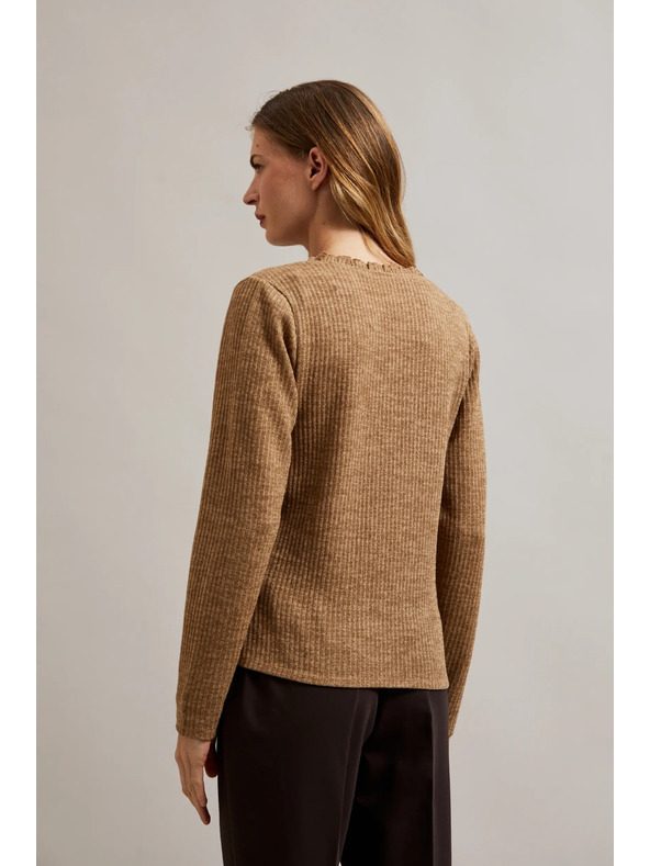 Moodo Бежов дамски топ с дълъг ръкав