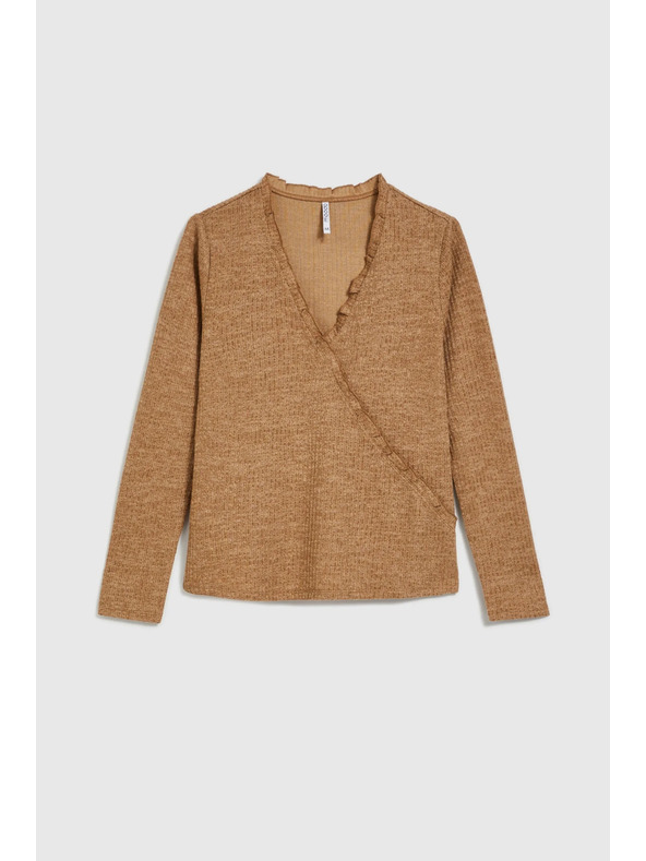 Moodo Бежов дамски топ с дълъг ръкав