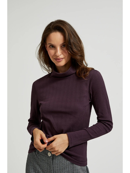 Moodo Тъмновиолетов дамски топ с дълъг ръкав