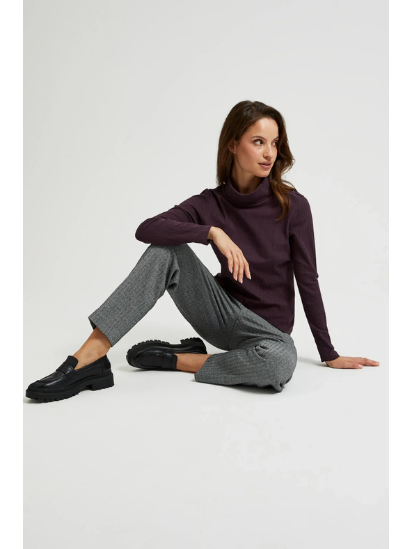 Moodo Тъмновиолетов дамски топ с дълъг ръкав