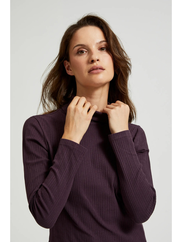 Moodo Тъмновиолетов дамски топ с дълъг ръкав