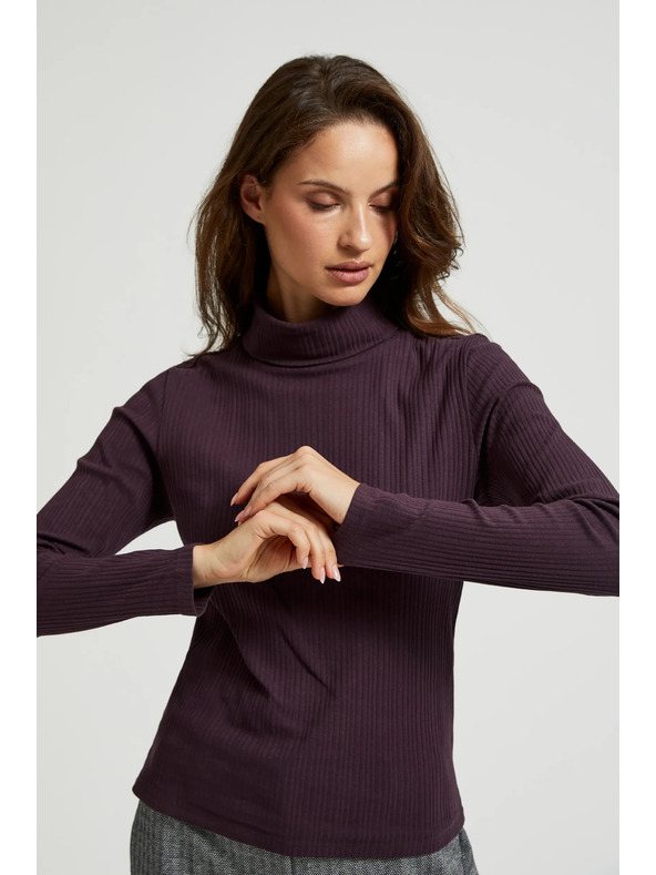 Moodo Тъмновиолетов дамски топ с дълъг ръкав