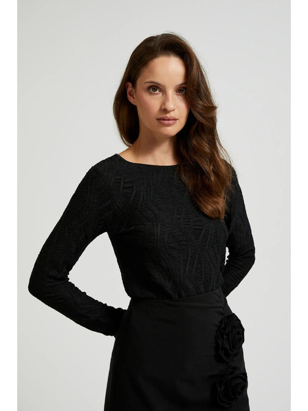 Moodo Черен дамски топ с дълъг ръкав