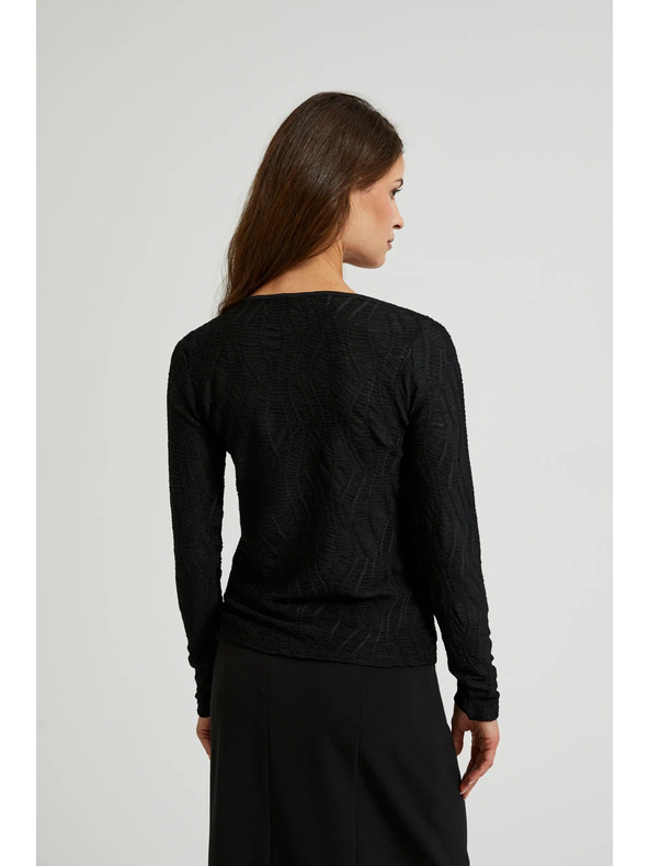 Moodo Черен дамски топ с дълъг ръкав