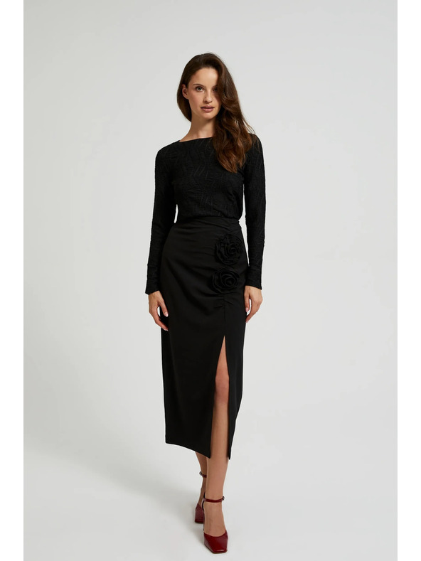 Moodo Черен дамски топ с дълъг ръкав