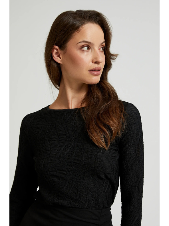 Moodo Черен дамски топ с дълъг ръкав