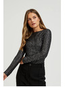 Moodo Черен лъскав топ с дълъг ръкав