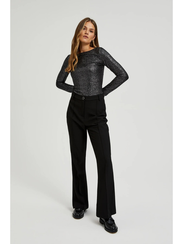 Moodo Черен лъскав топ с дълъг ръкав