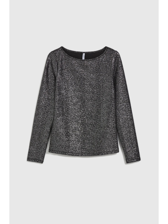 Moodo Черен лъскав топ с дълъг ръкав