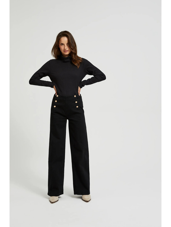 Moodo Черен дамски топ с дълъг ръкав