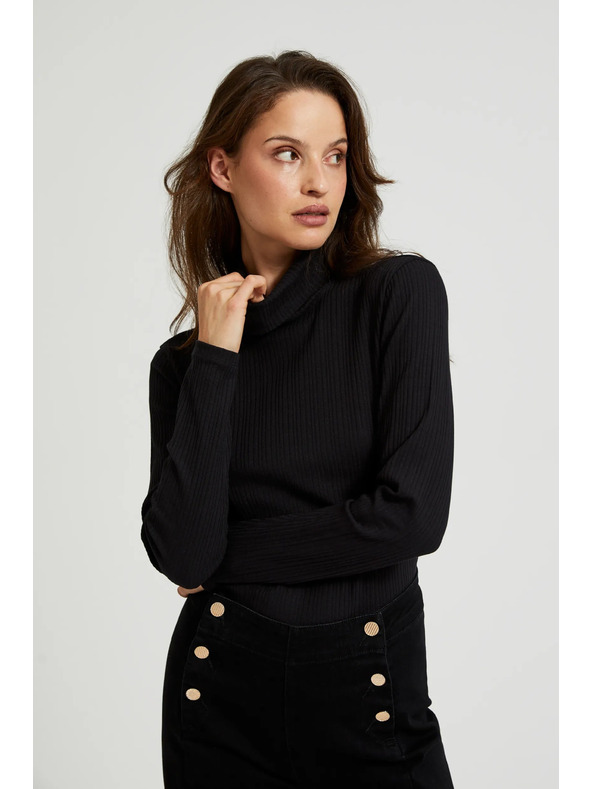 Moodo Черен дамски топ с дълъг ръкав