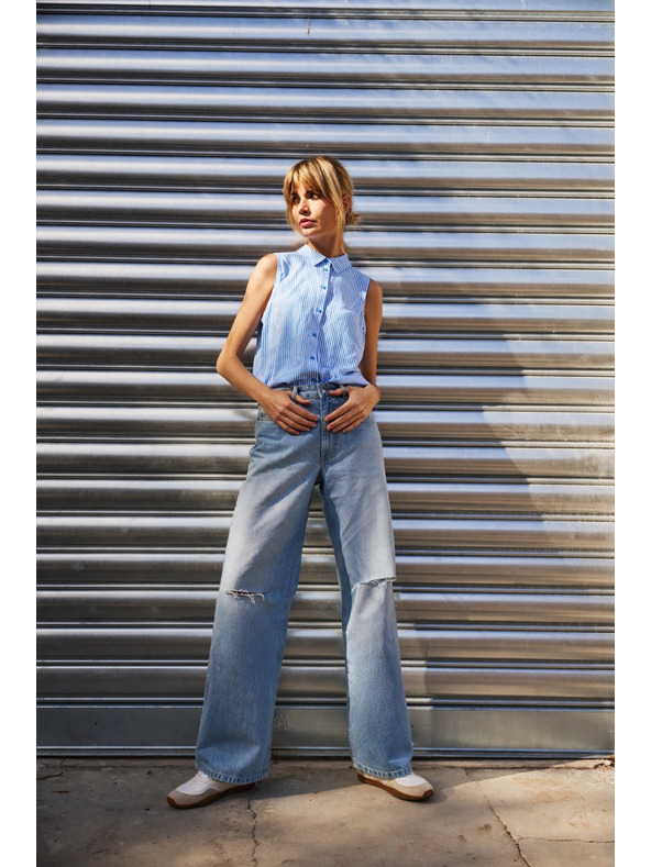 Moodo Сини разкъсани дамски дънки Moodo