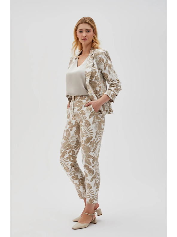 Moodo Бели дамски цветни панталони Moodo