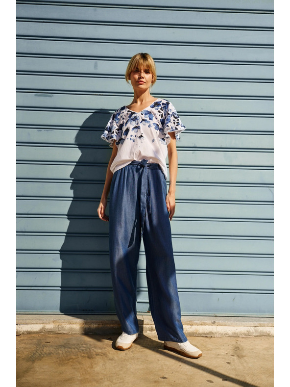 Moodo Сини свободни дамски панталони Moodo