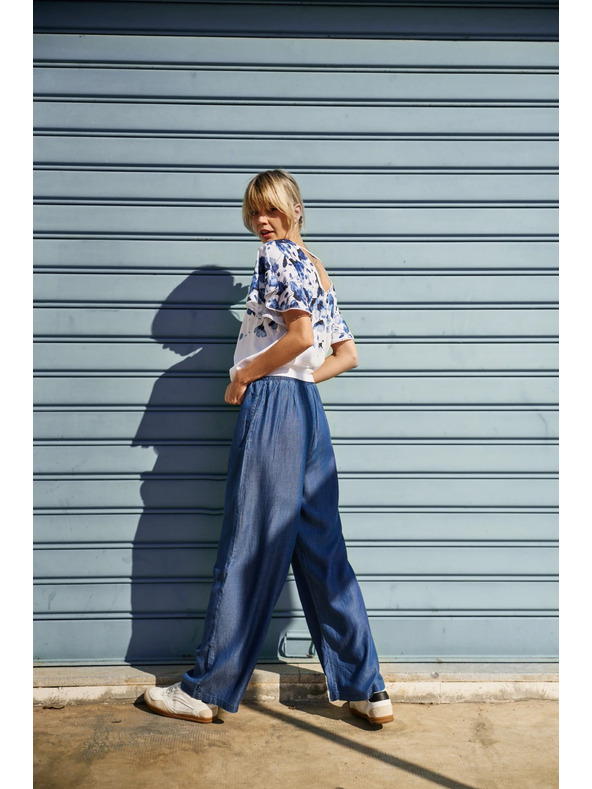 Moodo Сини свободни дамски панталони Moodo