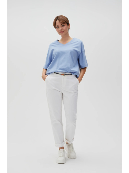 Moodo Бял дамски панталон с колан Moodo