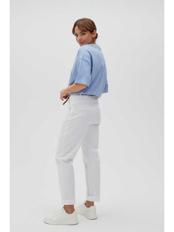 Moodo Бял дамски панталон с колан Moodo