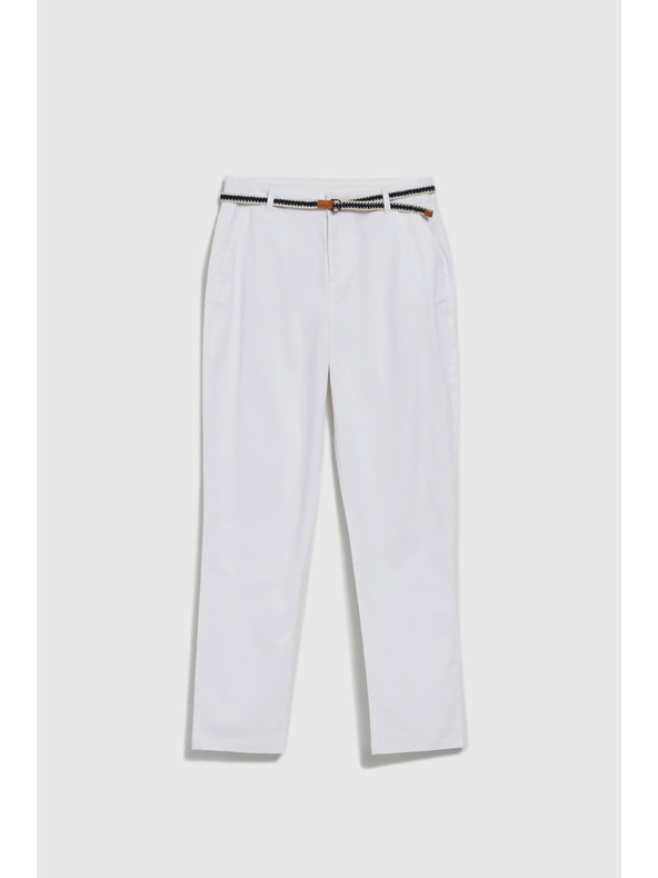 Moodo Бял дамски панталон с колан Moodo